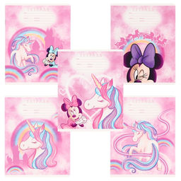 Цена за 8 шт. Тетрадь в линейку 12 листов, 5 видов МИКС, обложка мелованный картон, «Минни Маус и единорог»