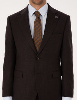 Kahverengi Slim Fit %100 Y_n Tak_m Elbise
