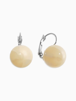 Цена за 2 шт. Серьги пластик «Шар №16», с разводами и блёстками, цвет молочный в серебре