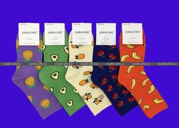 Цена за 10 пар. AMIGOBS ЦВЕТНЫЕ НОСКИ женские, подростковые Фрукты арт. 9302 (9345) фактически 36-39  фото 4