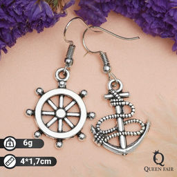 Серьги металл Морячка, цвет чернёное серебро