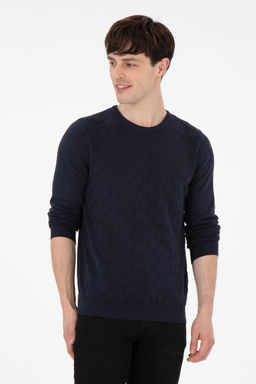 Erkek Slim Fit Bisiklet Yaka Lacivert Basic Kazak - U.s. polo assn фото 8