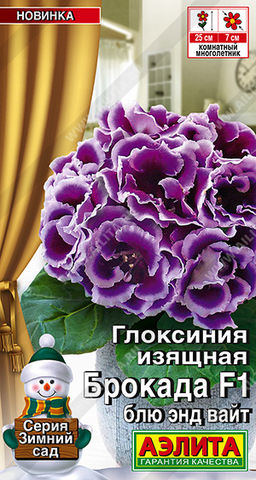 2008A Глоксиния Брокада F1 блю энд вайт 5шт