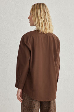 TRENDYOLMILLA Kahverengi Regular Normal Kal?p Dokuma Gomlek TWOSS25GO00095 фото 10