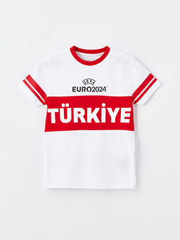Bisiklet Yaka Euro 2024 T?rkiye Bask?l? Erkek ?ocuk Ti??rt