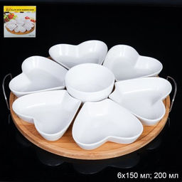 Менажница Сердце / TY-80 /уп 8/ на деревянной подставке