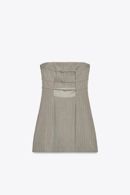 PINSTRIPE STRAPLESS DRESS - Zara фото 9