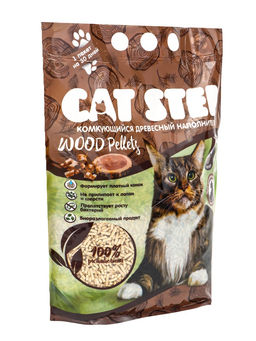 Наполнитель комкующийся растительный CAT STEP Wood Pellets 5 л