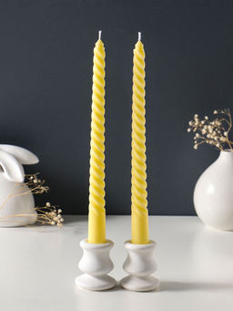 Цена за 2 шт. Свеча витая 25 см (набор 2 шт) 57 гр, 5 ч, цв. пастельно-жёлтый