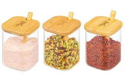 Набор банок для специй Elan Gallery Crystal Glass 3 шт 450 мл с ложкой фото 8