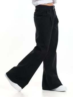 Джинсы черные подростковые палаццо для весны и лета 33-1074 черный - Mini maxi фото 3