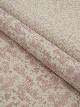 Хлопколен Туаль де Жуи - прованс цветы цв.брусника (на суровом), ш.1.4м, лен-15%, хл-85% - Купава фото 9