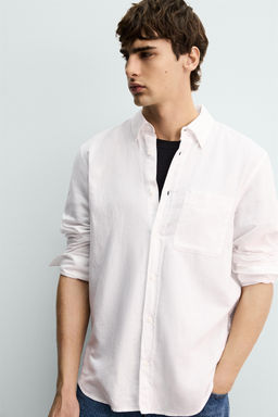 CAMISA REGULAR FIT LINO - ALGOD?N / Blanco - Zara фото 6