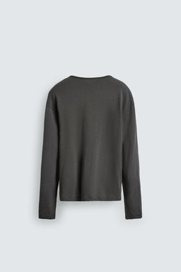 CAMISETA CUELLO PANADERO ALGOD?N - LINO LIMITED EDITION / Gris oscuro - Zara фото 9