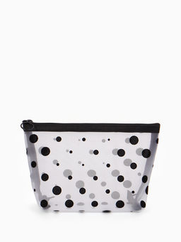 Косметичка DOTs, с рисунком, сетка, на молнии, белая