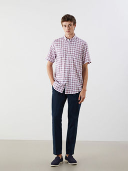 Regular Fit K?sa Kollu Ekose Arm?rl? Erkek G?mlek