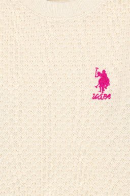 Кремовый меланжевый свитер для девочки - U.s. polo assn фото 4
