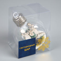 Ёлочный шар Ангелочки, d=8 см, 1 LED, от батареек, свечение тёплое белое - Luazon lighting фото 4