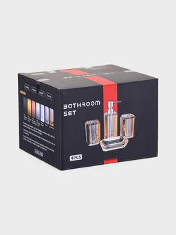 Набор для ванной «Кристалл», 4 предмета, дозатор, 2 стакана, мыльница