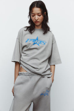 FADED-EFFECT T-SHIRT WITH SLOGAN - Zara фото 3