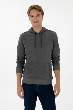 Erkek Antrasit Melanj Basic Sweatshirt Sepette S_rpriz _ndirim