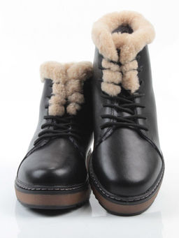 04-5606-1 BLACK Ботинки зимние женские (натуральная кожа, 100% шерсть)