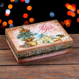 Коробка новогодняя подарочная складная «С Новым годом», 21×15×5.5 см