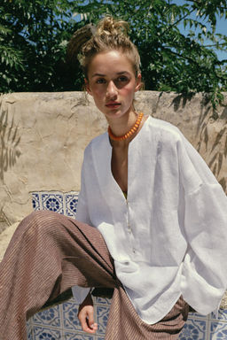 CAMISA KIMONO 100% LINO / Blanco