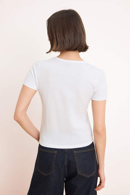 TRENDYOLMILLA Antrasit Fitted/Vucuda Oturan Nak?sl? Orme T-Shirt TWOSS25TS00082 фото 28
