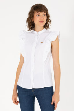 Женская белая рубашка с коротким рукавом - U.s. polo assn фото 18