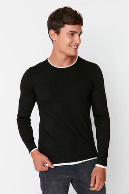 Trendyolmilla Man Lacivert Erkek Slim Fit Dar Kesim Kontrast Yaka Biyeli Kazak TMNAW21KZ2499  фото 6