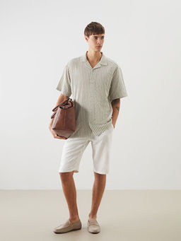 Regular Fit K?sa Kollu ?izgili Erkek G?mlek