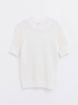 CONTE Фактурный джемпер в крупную сетку из пряжи с хлопком LDK 125 off-white