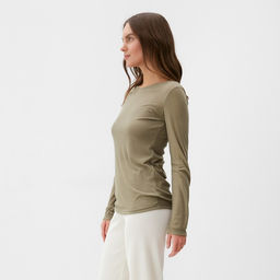 Лонгслив женский KAFTAN: Basic line, хаки, размер 48-50