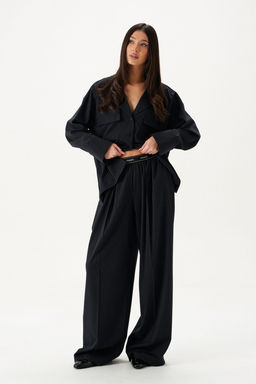 Блузка Annete А2103 из хлопка темно-синяя  фото 3