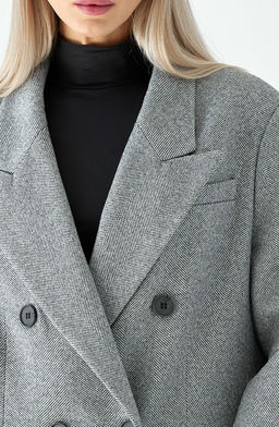 Пальто женское демисезонное 26830 (пепельный/ёлочка) - Kankan фото 4