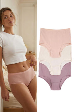 Pembe-Cok Renkli 3lu Fitilli Brief Orme Kulot THMAW26KU00030 - Trendyolmilla фото 4