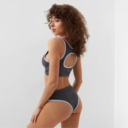 Комплект нижнего белья женский (топ, трусы) Collorista, тёмно-серый, размер 44-46