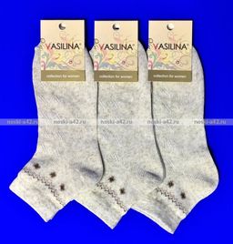 Цена за 10 пар. Василина носки женские укороченные лен ажурные 25  фото 2