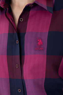 Женская бордовая рубашка с длинным рукавом - U.s. polo assn фото 7