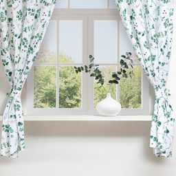 Шторы для кухни Доляна Eucalyptus 150*180 см- 2 шт, подхваты - 2 шт, 164г/м2, 100% хл