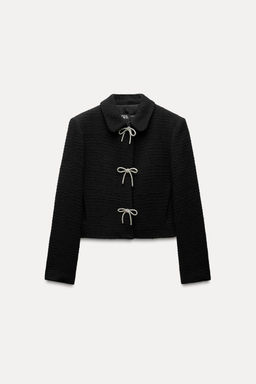 TEXTURED JACKET WITH BOW BUTTON - Zara фото 4