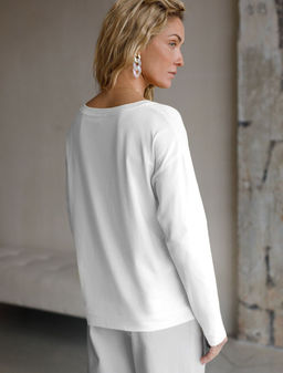 Базовый лонгслив из премиального хлопка с эластаном - Vilatte фото 3