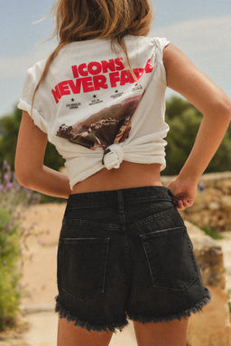HIGH-WAIST CURVED DENIM SHORTS - Zara фото 5