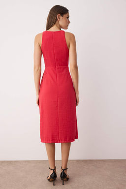 TRENDYOLMILLA Kahverengi Duz Midi Dokuma Elbise TWOSS25EL00777  фото 18