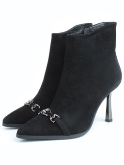 04-M3-9076 BLACK Ботильоны зимние женские (натуральная замша, натуральный мех)