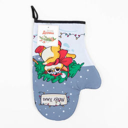 Варежка-прихватка Merry Xmas 20х27см,100% п/э,ватин 250г/м2 - Доляна фото 4