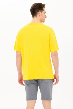 Erkek Koyu Sar_ Oversize Bisiklet Yaka Ti__rt