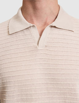 Bej Slim Fit Keten Kar__ml_ Apa_ Yaka Triko Ti__rt