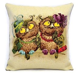 Баловни совушки подружки - гобеленовая наволочка 50х70 см